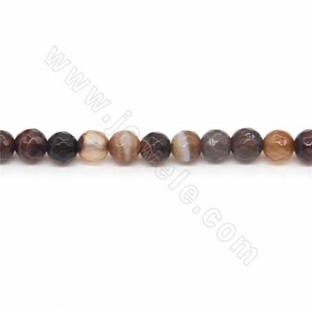 Perles d'Agate rayé chauffé ronde facette sur fil Taille 6mm trou 1mm 15~16"/fil