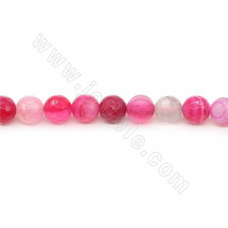 Heated Striped Agate Beads Strand Faceted Round Diameter 8mm Hole 1mm Length 39~40cm/Strand