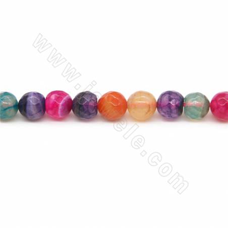 Heated Dragon Veins Agate Beads Strand Faceted Round Diameter 8mm Hole 1mm Approx.48 Beads/Strand 39-40cm