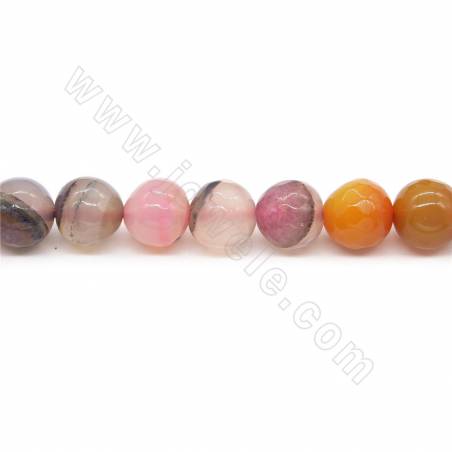 Perles agate multicolor chauffé ronde facette sur fil Taille 10mm trou 1mm environ 38perles/fil