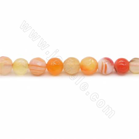 Heated  Striped Agate Beads Strand Faceted Round Diameter 6mm Hole 1mm Approx. 61 Beads/Strand 39-40cm