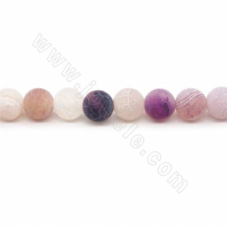 Heated Matte Weathered Agate Beads Strand Round Diameter 8mm Hole 1.2mm Length 39~40cm/Strand