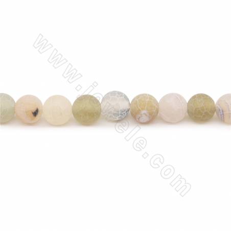 Perles Agate patinée chauffé mate ronde sur fil Taille 8mm trou 1.2mm environ 48perles/fil