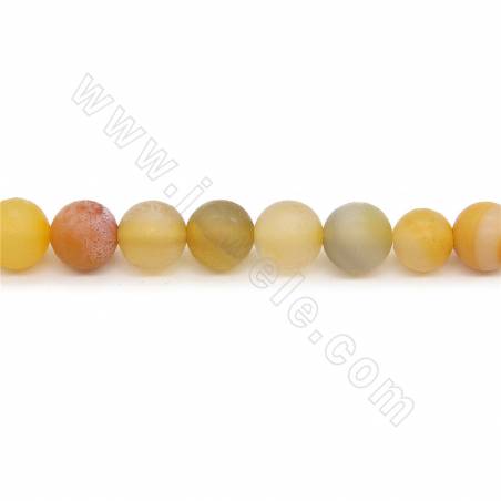 Perles Agate patinée chauffé mate ronde sur fil Taille 8mm trou 1mm environ 49perles/fil