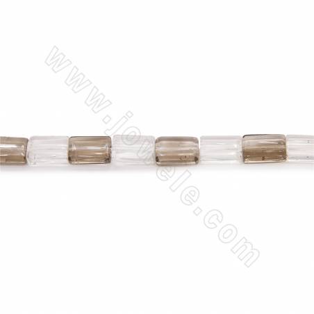 Natural Smoky&Clear Quartz Beads Strand Rectangle Size 8x10mm Hole 1mm Approx. 29 Beads/Strand