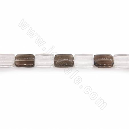 Natürliche Smoky&Clear Quarzperlen Strang Rechteck Größe 13x17mm Loch 1,2mm Ca. 23 Perlen/Strang
