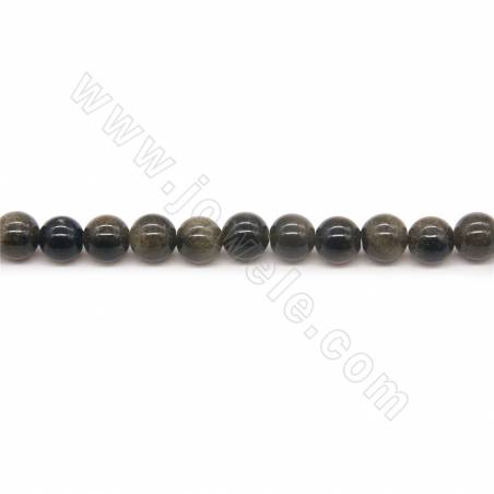 Natural Golden Sheen Obsidian Beads Strand Round Diameter 6mm Hole 1mm Length 39~40cm/Strand
