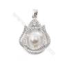 925 sterling silver platinum plated pendants  Micro pave cubic zircon  21x27mm x 5pcs  tray 7mm  pin 0.5mm