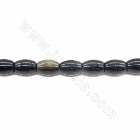 Perles Obsidienne en tonneau sur fil  Taille 11x17mm trou 1.2mm environ 25perles/fil