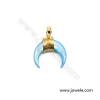 Dyed Blue mother-of-pearl pendant  Size 19x22mm x1pc  (Brass: gold-plated and black)