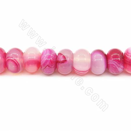 Perles D'Agate rayé chauffé en rondelle sur fil Taille 10x14mm trou 1.2mm environ 32perles/fil