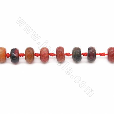 Perles D'Agate chauffé multicolore en rondelle facette sur fil  Taille 8x14mm trou 1.5mm environ 33perles/fil