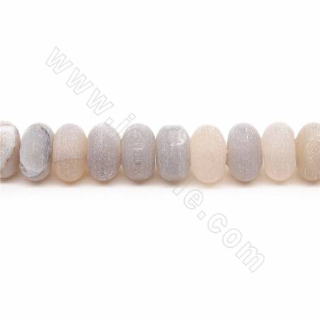 Perles d'Agate grise mate en rondelle sur fil  Taille 6×10mm trou 1mm environ 62perles/fil