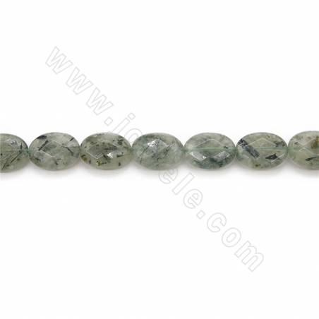 Natürliche Blüte Prehnit facettierte Perlenkette Oval 7x17mm Loch 0.8mm Länge 39~40cm/Strang