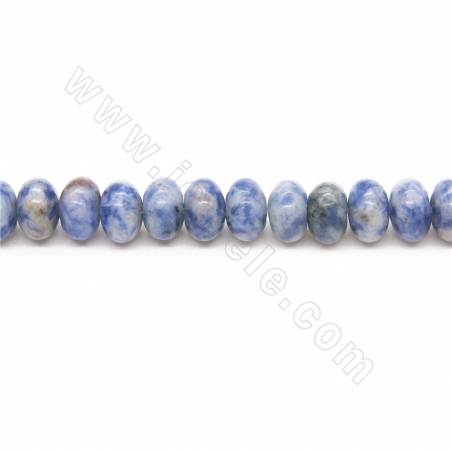 白點藍石串珠 算盤珠 尺寸5x8毫米 孔徑1毫米 長度39-40厘米/條