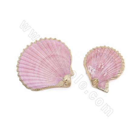 Electroplated  Scallop Shell Pendant With Gold Plated Brass Findings  Approx.42x63mm Hole 1.4mm 10pcs/Pack