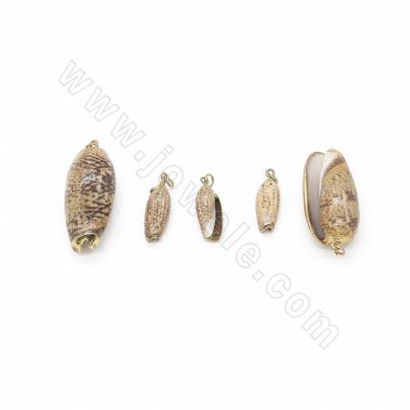 金によってめっきされる黄銅の調査結果がおよそ 9x26~18x40mm の穴 3.6mm 10pcs/Pack の電気めっきされたホタテ貝のペンダント
