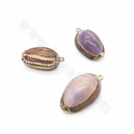 Electroplated  Conch Shell Pendant With Gold Plated Brass Findings  Approx.18x36mm Hole 2mm10pcs/Pack