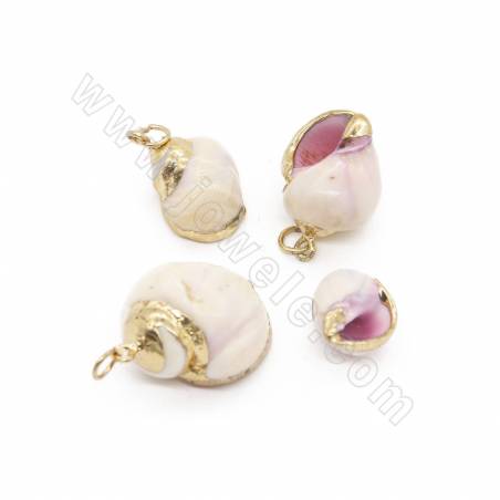 Electroplated Conch Shell Pendant With Gold Plated Brass Findings  Approx.12x27mm Hole 3.6mm 10pcs/Pack