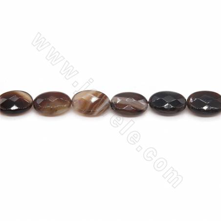 Heated Striped Agate Beads Strand Faceted Oval Size 13x18mm Hole 1mm Length 39~40cm/Strand