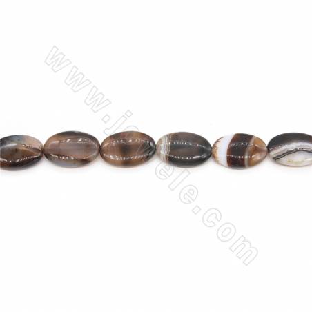 Perles d'Agate rayé chauffé ovale sur fil Taille 22x30mm trou 1.5mm environ 13perles/fil