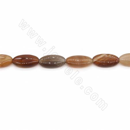 Perline di agata a strisce riscaldate Filo ovale piatto Dimensioni 15x29 mm Foro 2 mm Circa 13 perline/filo