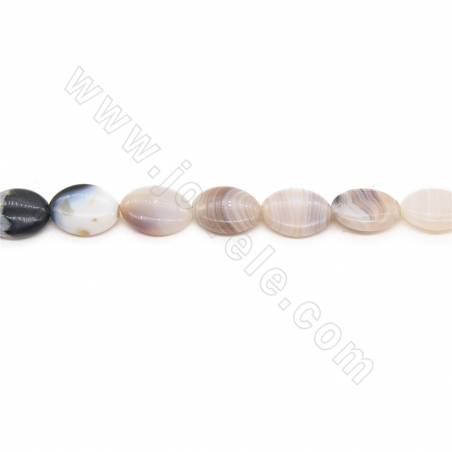 Beheizte gestreifte Achat Perlenkette flach Oval 15x18mm Loch 1mm Länge 39~40cm/Strang