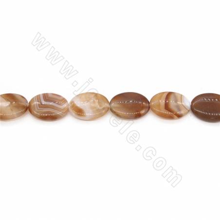 棕條紋瑪瑙串珠 扁蛋形 尺寸22x29毫米 孔徑1.5毫米 長度39-40厘米/條