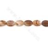 Perles d'Agate rayé chauffé ovale sur fil  Taille 22x29mm trou 1.5mm environ 13perles/fil