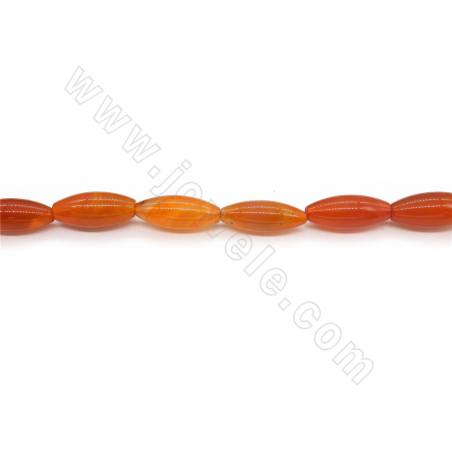 Perles d'Agate rouge chauffé en form du riz sur fil Taille 10x30mm trou 2mm environ 13perles/fil