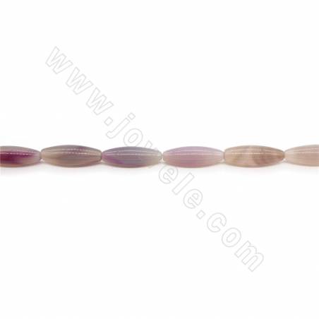 Perles d'Agate gris chauffé en form du riz sur fil Taille 10x30mm trou 1.2mm environ 13perles/fil