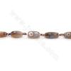 Heated Tibetan Dzi Agate Beads Strand Faceted Rice Shape Size 12x25-11x29mm Hole 2mm Length 39~40cm/Strand