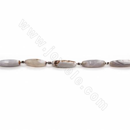 Perles d'Agate chauffé en form du riz facette sur fil Taille 12x37mm trou 2mm environ 8perles/fil