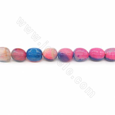 Heated Colorful Agate  Barrel  Beads Strand  Around11x15mm Hole 1mm Approx.28Beads/Strand 39-40cm