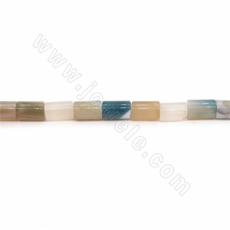 Heated Striped Agate Beads Strand Cylinder Size 8x13mm Hole 0.8mm Approx. 32Beads/Strand 39-40cm