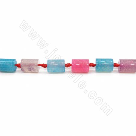 Heated Mix Color Agate Beads Strand Cylinder Size 12x16mm Hole 1.5mm Approx.18Beads/Strand