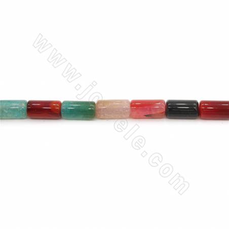 Heated Mix Color Agate Beads Strand Cylinder Size 9x16mm Hole 1mm Approx. 21Beads/Strand