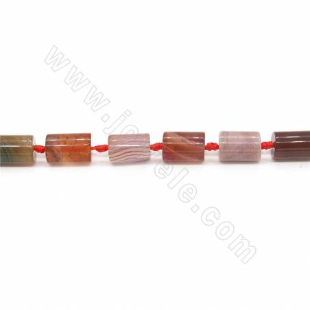 Heated Mix Color Agate Beads Strand Cylinder Size 10x15mm Hole 1mm Approx. 27 Beads/Strand 39-40cm