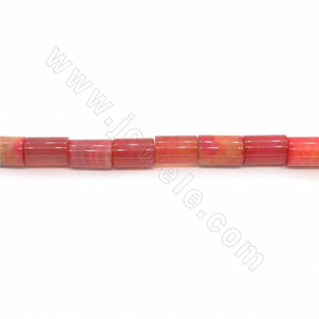 Perline di agata riscaldate Dimensione del cilindro 10x15 mm Foro 1 mm Circa 27 perline/filare