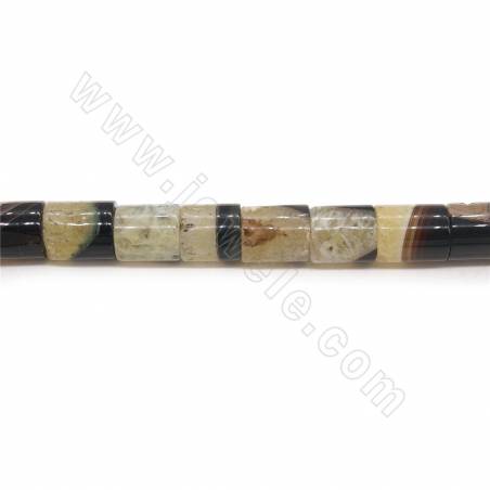 Perline di agata in fiore riscaldate Dimensione cilindro 12x15 mm Foro 1 mm circa 29 perline/filare