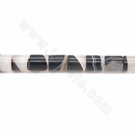 Perline di agata a strisce riscaldate Dimensioni del cilindro 11x14 mm Foro 1 mm Circa 28 perline/filo