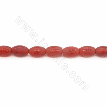 紅瑪瑙串珠 桶珠磨砂 尺寸8x12毫米 孔徑1毫米 長度39-40厘米/條