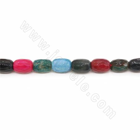 Heated Mix Color Agate Beads Strand Faceted Barrel Shape Size 14x20mm Hole 1.2mm Approx 22Beads/Strand