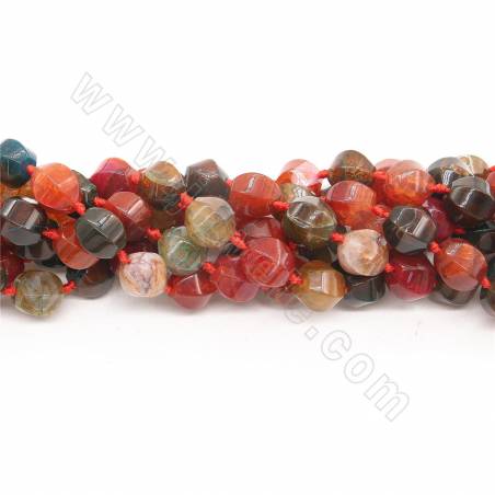 Heated Mix Color Agate Beads Strand Faceted Lantern Shape Size 14x15mm Hole 1mm Approx.22Beads/Strand
