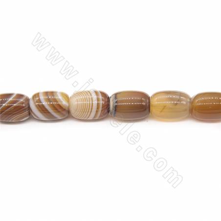 Perles d'Agate rayé chauffé en tonneau sur fil Taille 13x18mm trou 1.2mm environ 22perles/fil
