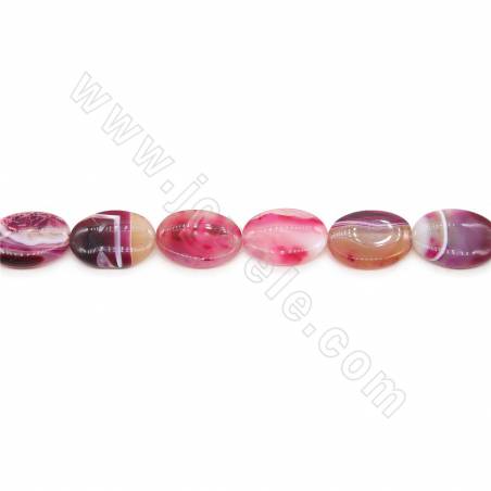 Perline di agata a strisce riscaldate Filo ovale piatto Dimensioni 17x24 mm Foro 1,2 mm circa 16 perline/filo