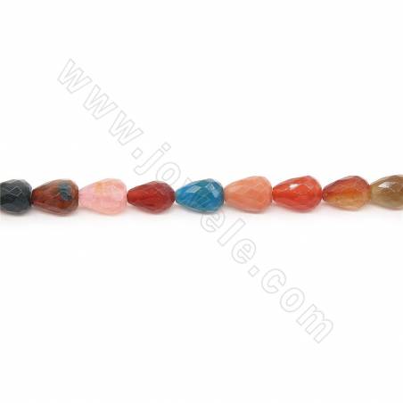 Heated Mix Color Agate Beads Strand Faceted Teardrop Size10x14mm Hole 1mm Approx. 27Beads/Strand