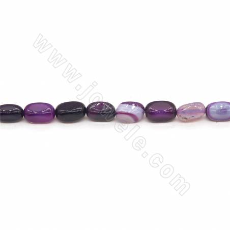 紫條紋瑪瑙串珠 不規則方體 尺寸6x12毫米 孔徑1毫米 長度39-40厘米/條