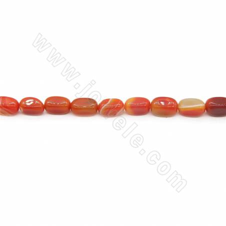 橙條紋瑪瑙串珠 不規則方體 尺寸6x12毫米 孔徑1毫米 長度39-40厘米/條