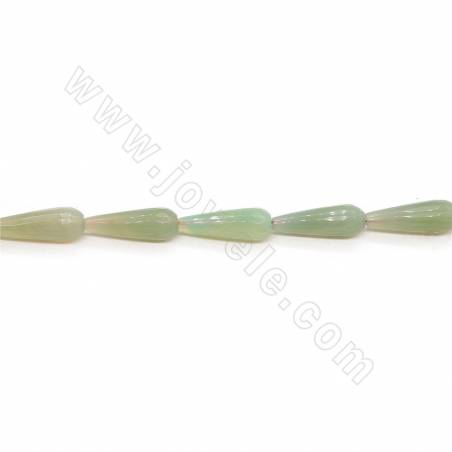 Perles d'Agate verte chauffé en goutte facette sur fil  Taille 10x30mm trou 1mm environ 13perles/fil